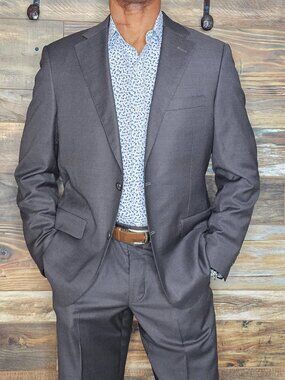 LkNw Samuelsohn Colombo IceWool Super 150's Italy Dual Vent Suit 40R X 34W